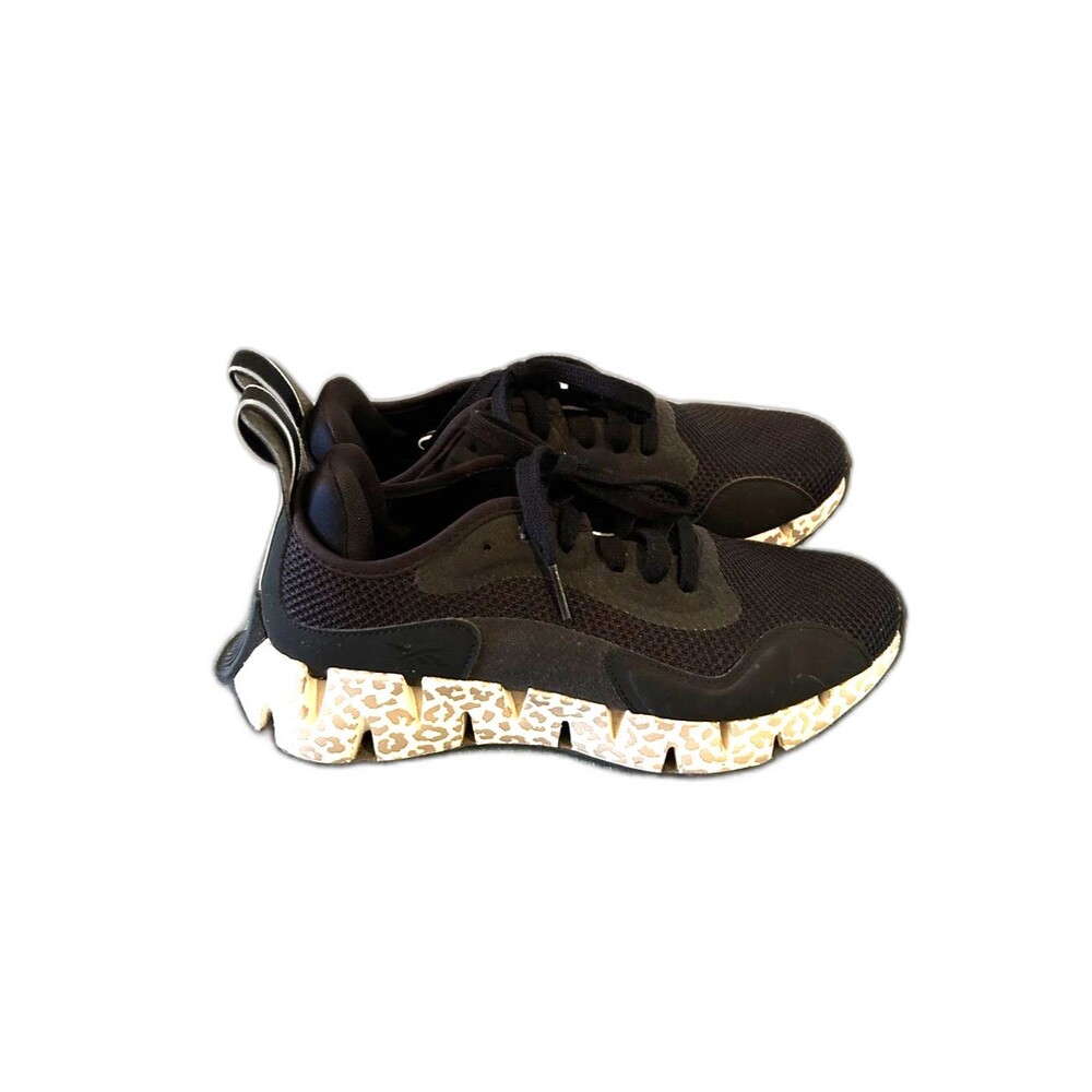 Reebok Zig Dynamics Black & Leopard Print Sneakers - Size 7